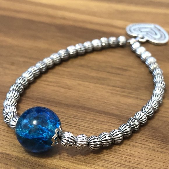 Handcrafted Forehead Chakra Bracelet Blue Glass Centerpiece Bead - Picture 1 of 3